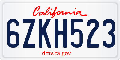 CA license plate 6ZKH523