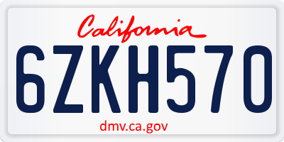 CA license plate 6ZKH570