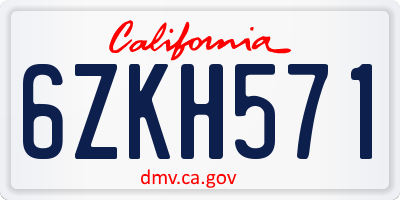 CA license plate 6ZKH571