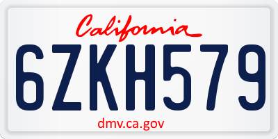 CA license plate 6ZKH579