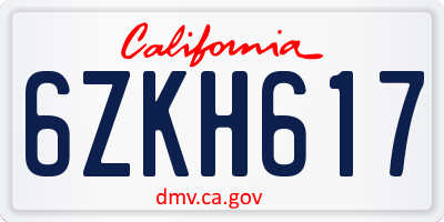 CA license plate 6ZKH617