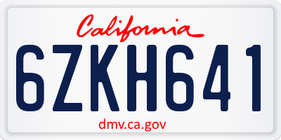 CA license plate 6ZKH641