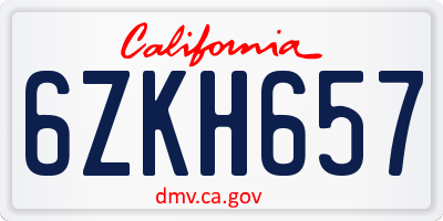 CA license plate 6ZKH657