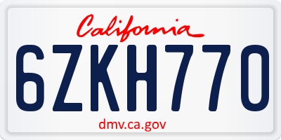 CA license plate 6ZKH770