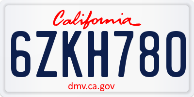 CA license plate 6ZKH780