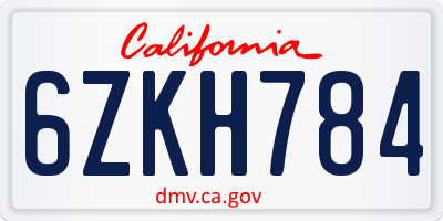 CA license plate 6ZKH784