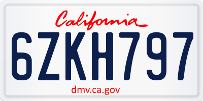 CA license plate 6ZKH797