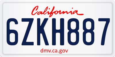 CA license plate 6ZKH887