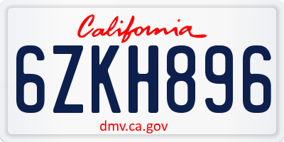 CA license plate 6ZKH896