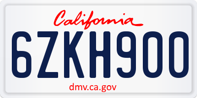 CA license plate 6ZKH900