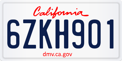 CA license plate 6ZKH901