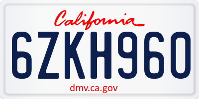 CA license plate 6ZKH960