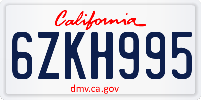 CA license plate 6ZKH995