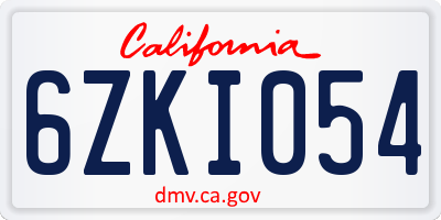 CA license plate 6ZKI054