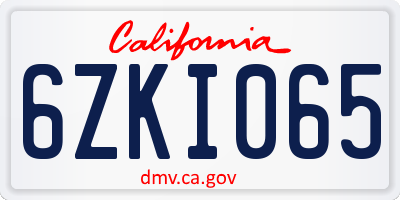 CA license plate 6ZKI065