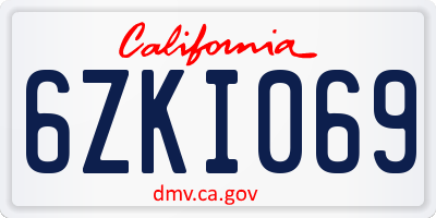 CA license plate 6ZKI069