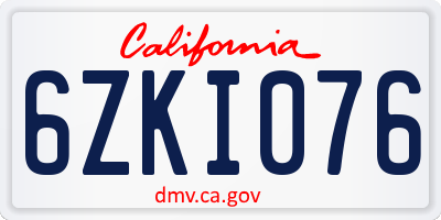 CA license plate 6ZKI076