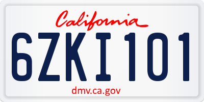 CA license plate 6ZKI101