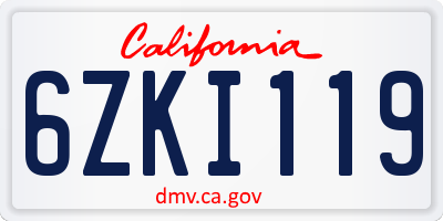 CA license plate 6ZKI119