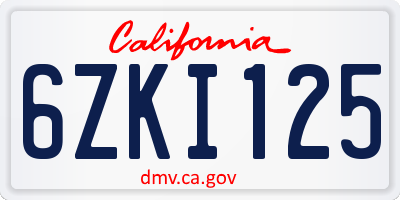 CA license plate 6ZKI125