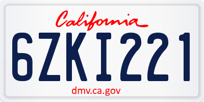 CA license plate 6ZKI221