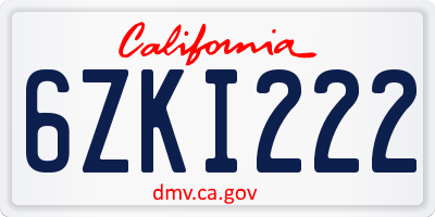 CA license plate 6ZKI222