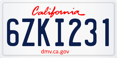CA license plate 6ZKI231