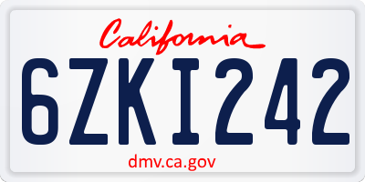 CA license plate 6ZKI242