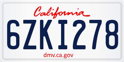 CA license plate 6ZKI278