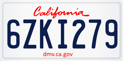 CA license plate 6ZKI279