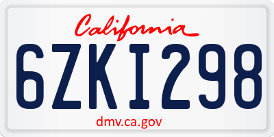 CA license plate 6ZKI298