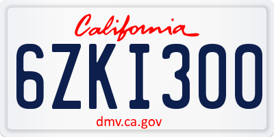 CA license plate 6ZKI300