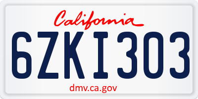 CA license plate 6ZKI303