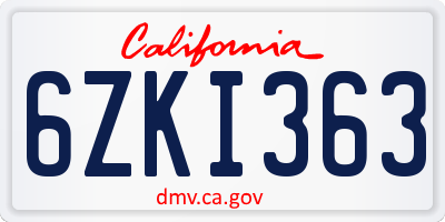 CA license plate 6ZKI363