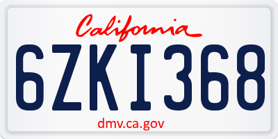 CA license plate 6ZKI368