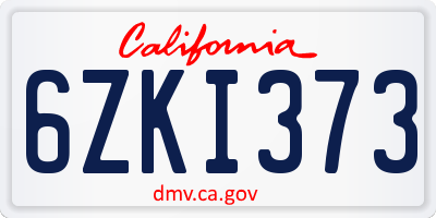 CA license plate 6ZKI373