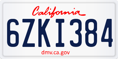 CA license plate 6ZKI384