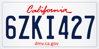 CA license plate 6ZKI427