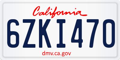 CA license plate 6ZKI470