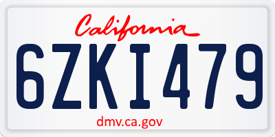 CA license plate 6ZKI479