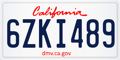 CA license plate 6ZKI489