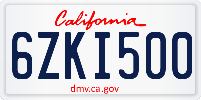 CA license plate 6ZKI500