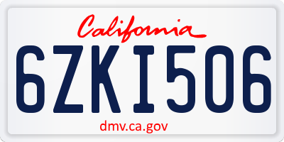 CA license plate 6ZKI506