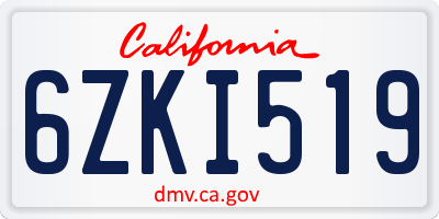 CA license plate 6ZKI519