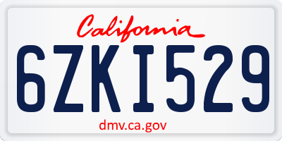 CA license plate 6ZKI529