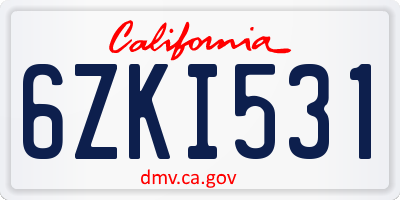 CA license plate 6ZKI531