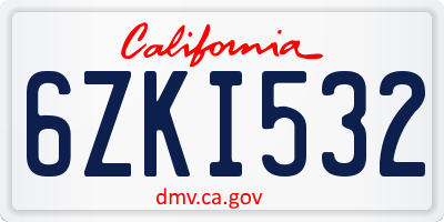 CA license plate 6ZKI532