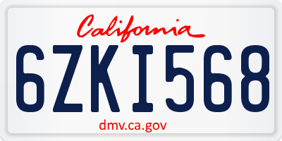 CA license plate 6ZKI568