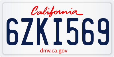 CA license plate 6ZKI569