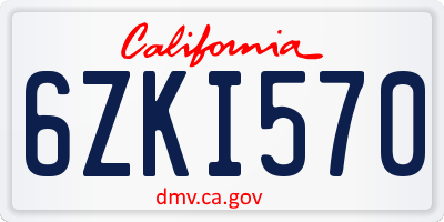 CA license plate 6ZKI570